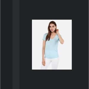 Express “easy tee ultra soft jersey” in light blue, size S